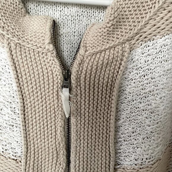 LOFT beige white knit full zip jacket sweater vintage style cotton linen size XS - Picture 6 of 10